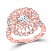 Load image into Gallery viewer, 14kt Rose Gold Round Diamond Solitaire Bridal Wedding Engagement Ring 1 Cttw
