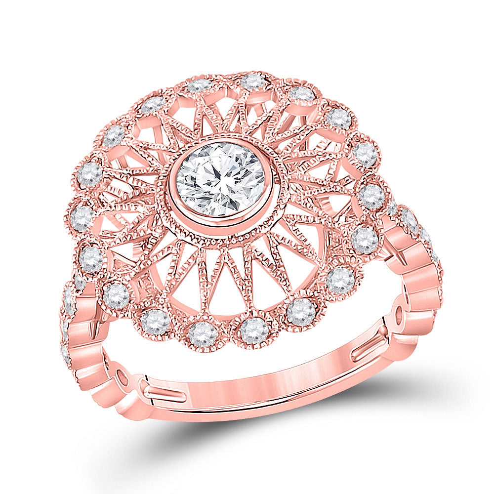 14kt Rose Gold Round Diamond Solitaire Bridal Wedding Engagement Ring 1 Cttw