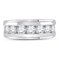 Load image into Gallery viewer, 14kt White Gold Mens Round Diamond Single Row Band Ring 2 Cttw

