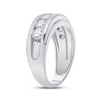 Load image into Gallery viewer, 14kt White Gold Mens Round Diamond Single Row Band Ring 2 Cttw
