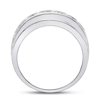 Load image into Gallery viewer, 14kt White Gold Mens Round Diamond Single Row Band Ring 2 Cttw
