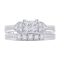 Load image into Gallery viewer, 14kt White Gold Princess Diamond Bridal Wedding Ring Band Set 1 Cttw
