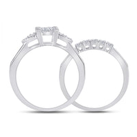 Load image into Gallery viewer, 14kt White Gold Princess Diamond Bridal Wedding Ring Band Set 1 Cttw
