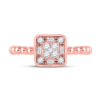 Load image into Gallery viewer, 10kt Rose Gold Womens Round Diamond Square Cluster Ring 1/4 Cttw
