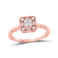 Load image into Gallery viewer, 10kt Rose Gold Womens Round Diamond Square Cluster Ring 1/4 Cttw
