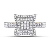 Load image into Gallery viewer, 10kt Yellow Gold Womens Round Diamond Square Kite Cluster Ring 1/2 Cttw
