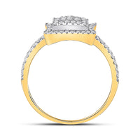 Load image into Gallery viewer, 10kt Yellow Gold Womens Round Diamond Square Kite Cluster Ring 1/2 Cttw
