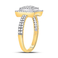 Load image into Gallery viewer, 10kt Yellow Gold Womens Round Diamond Square Kite Cluster Ring 1/2 Cttw

