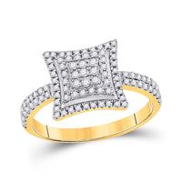 Load image into Gallery viewer, 10kt Yellow Gold Womens Round Diamond Square Kite Cluster Ring 1/2 Cttw
