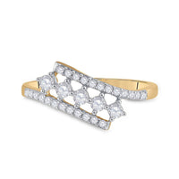 Load image into Gallery viewer, 10kt Yellow Gold Womens Round Diamond Bypass Fashion Ring 1/3 Cttw
