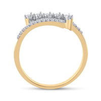 Load image into Gallery viewer, 10kt Yellow Gold Womens Round Diamond Bypass Fashion Ring 1/3 Cttw
