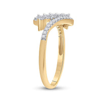 Load image into Gallery viewer, 10kt Yellow Gold Womens Round Diamond Bypass Fashion Ring 1/3 Cttw
