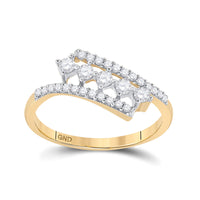 Load image into Gallery viewer, 10kt Yellow Gold Womens Round Diamond Bypass Fashion Ring 1/3 Cttw
