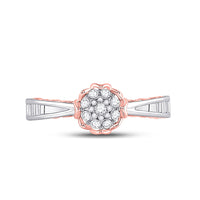 Load image into Gallery viewer, 10kt Two-tone Gold Round Diamond Cluster Bridal Wedding Engagement Ring 1/5 Cttw
