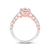 Load image into Gallery viewer, 10kt Two-tone Gold Round Diamond Cluster Bridal Wedding Engagement Ring 1/5 Cttw
