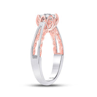 Load image into Gallery viewer, 10kt Two-tone Gold Round Diamond Cluster Bridal Wedding Engagement Ring 1/5 Cttw

