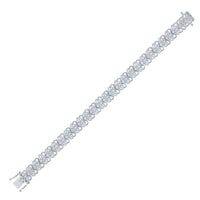 Load image into Gallery viewer, Sterling Silver Womens Round Diamond Heart Bracelet 1 Cttw
