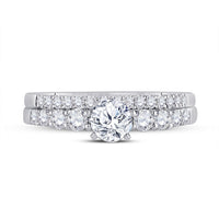 Load image into Gallery viewer, 14kt White Gold Round Diamond Bridal Wedding Ring Band Set 1-1/3 Cttw
