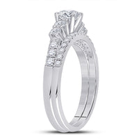 Load image into Gallery viewer, 14kt White Gold Round Diamond Bridal Wedding Ring Band Set 1-1/3 Cttw
