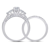 Load image into Gallery viewer, 14kt White Gold Round Diamond Bridal Wedding Ring Band Set 1-1/3 Cttw

