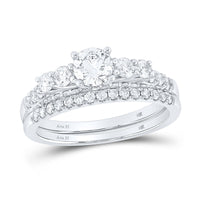 Load image into Gallery viewer, 14kt White Gold Round Diamond Bridal Wedding Ring Band Set 1-1/3 Cttw
