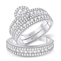 Load image into Gallery viewer, 14kt White Gold His Hers Round Diamond Solitaire Matching Wedding Set 2 Cttw
