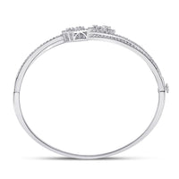 Load image into Gallery viewer, 14kt White Gold Womens Baguette Diamond Bangle Bracelet 1-1/3 Cttw
