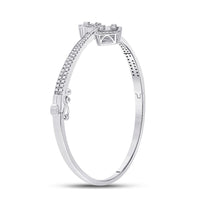 Load image into Gallery viewer, 14kt White Gold Womens Baguette Diamond Bangle Bracelet 1-1/3 Cttw
