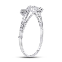 Load image into Gallery viewer, 14kt White Gold Womens Baguette Diamond Cluster 3-stone Bracelet 1-3/4 Cttw
