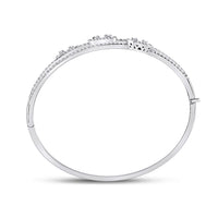 Load image into Gallery viewer, 14kt White Gold Womens Baguette Diamond Cluster 3-stone Bracelet 1-3/4 Cttw
