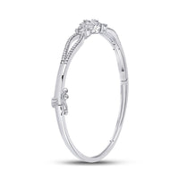 Load image into Gallery viewer, 14kt White Gold Womens Baguette Diamond Bangle Bracelet 3/4 Cttw
