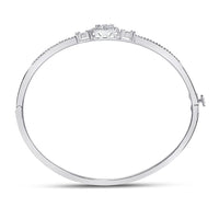 Load image into Gallery viewer, 14kt White Gold Womens Baguette Diamond Bangle Bracelet 3/4 Cttw
