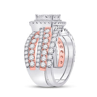 Load image into Gallery viewer, 14kt Two-tone Gold Princess Diamond Bridal Wedding Ring Band Set 2-3/4 Cttw
