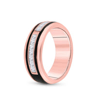 Load image into Gallery viewer, 14kt Rose Gold Mens Princess Diamond Band Ring 1/2 Cttw
