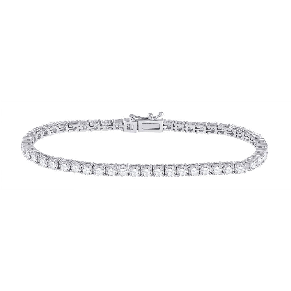14kt White Gold Womens Round Diamond Tennis Bracelet 6 Cttw
