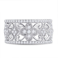 Load image into Gallery viewer, 14kt White Gold Womens Round Diamond Filigree Fashion Ring 5/8 Cttw

