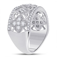 Load image into Gallery viewer, 14kt White Gold Womens Round Diamond Filigree Fashion Ring 5/8 Cttw
