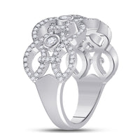 Load image into Gallery viewer, 14kt White Gold Womens Round Diamond Woven Fashion Ring 5/8 Cttw
