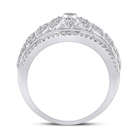 Load image into Gallery viewer, 14kt White Gold Womens Round Diamond Floral Fashion Ring 1/2 Cttw

