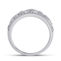 Load image into Gallery viewer, 14kt White Gold Womens Round Diamond Filigree Geometric Band Ring 1/2 Cttw
