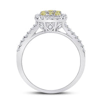 Load image into Gallery viewer, 14kt White Gold Womens Round Yellow Diamond Square Cluster Ring 3/4 Cttw
