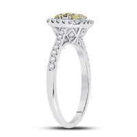 Load image into Gallery viewer, 14kt White Gold Womens Round Yellow Diamond Square Cluster Ring 3/4 Cttw
