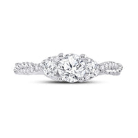 Load image into Gallery viewer, 14kt White Gold Round Diamond 3-stone Bridal Wedding Engagement Ring 1 Cttw

