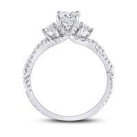 Load image into Gallery viewer, 14kt White Gold Round Diamond 3-stone Bridal Wedding Engagement Ring 1 Cttw
