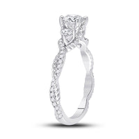 Load image into Gallery viewer, 14kt White Gold Round Diamond 3-stone Bridal Wedding Engagement Ring 1 Cttw
