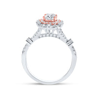 Load image into Gallery viewer, 14kt Two-tone Gold Oval Diamond Halo Bridal Wedding Engagement Ring 1 Cttw

