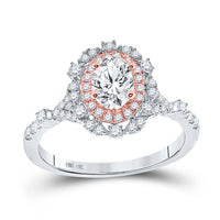 Load image into Gallery viewer, 14kt Two-tone Gold Oval Diamond Halo Bridal Wedding Engagement Ring 1 Cttw
