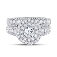 Load image into Gallery viewer, 14kt White Gold Round Diamond Bridal Wedding Ring Band Set 2 Cttw

