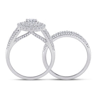 Load image into Gallery viewer, 14kt White Gold Round Diamond Bridal Wedding Ring Band Set 2 Cttw
