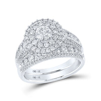 Load image into Gallery viewer, 14kt White Gold Round Diamond Bridal Wedding Ring Band Set 2 Cttw
